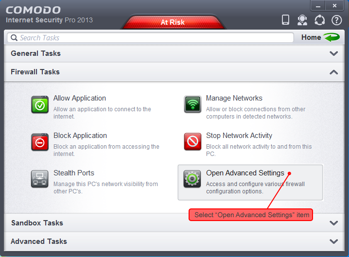 COMODO Internet Security settings 3