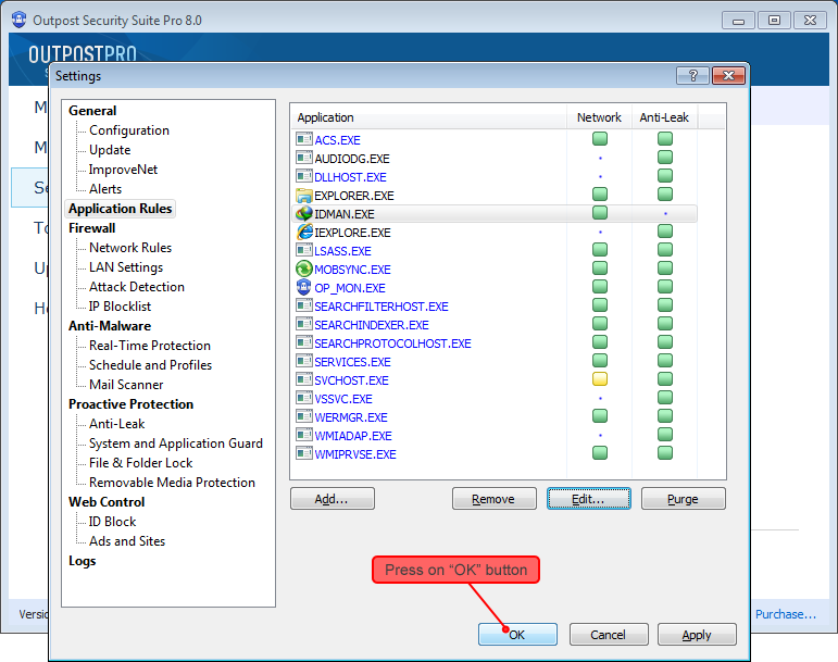 Outpost Security Suite settings 4